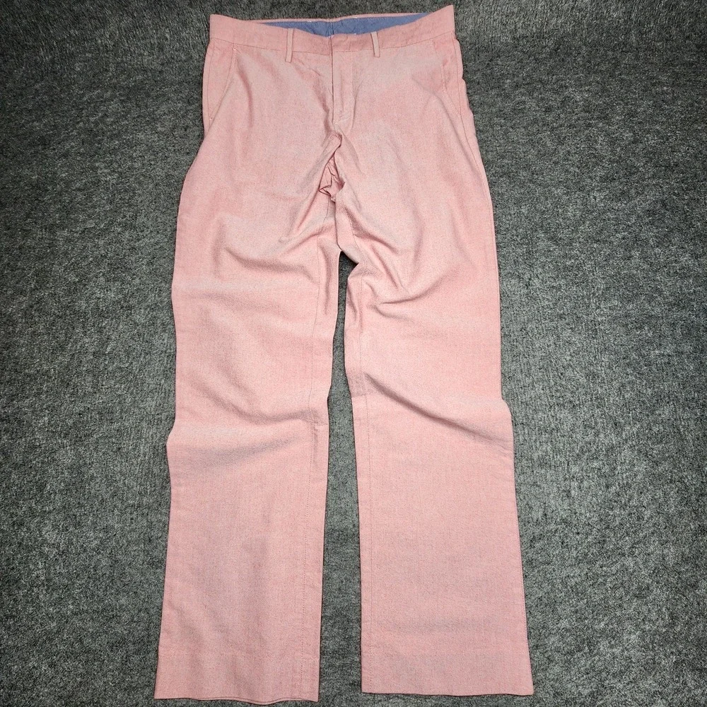 J Crew Mens Bowery Urban Slim Flat Front Chino Pants Heathered Red Pink 34x33